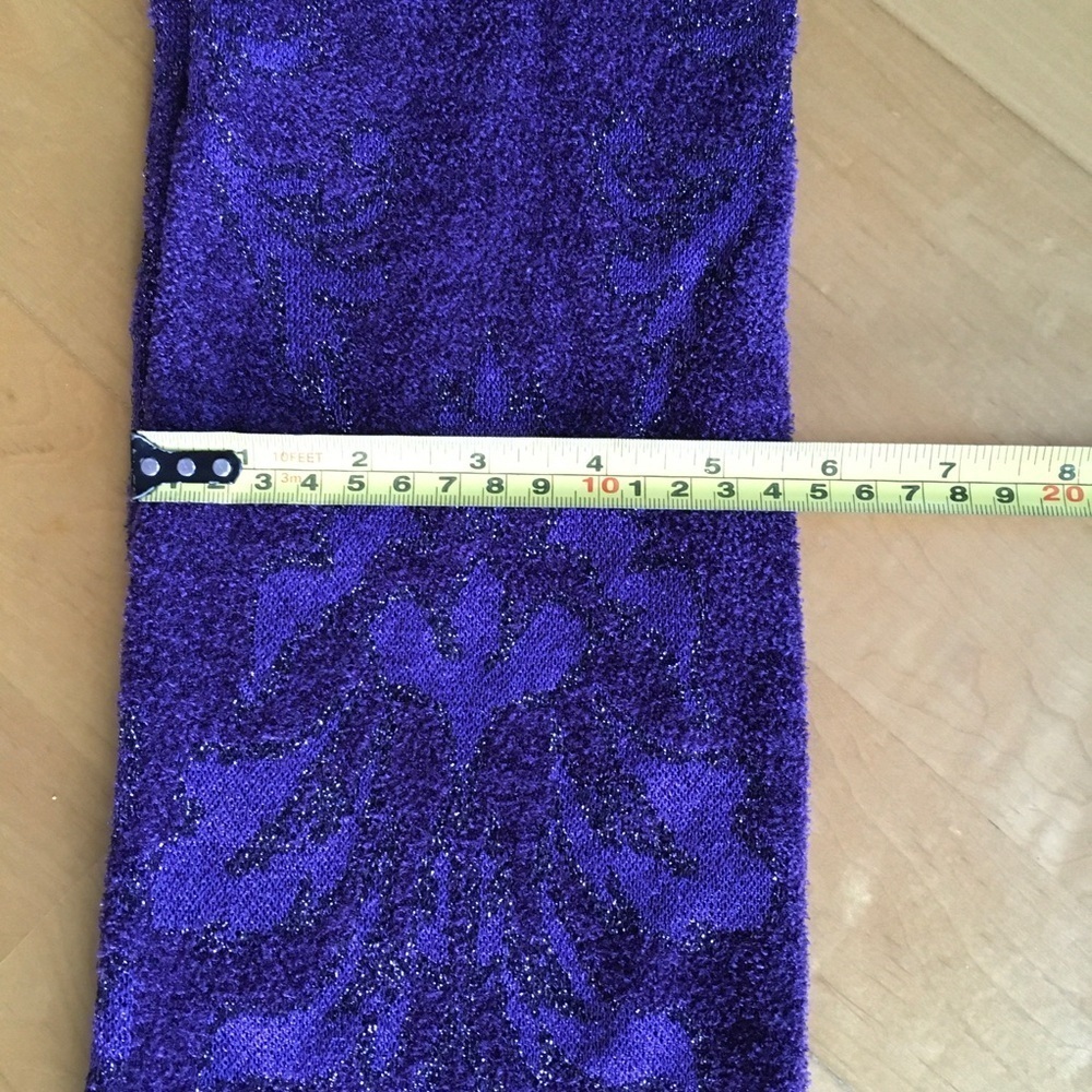 Purple + Silver Metallic Fleur de Lis Floral Infinity Scarf - Picture 10 of 14
